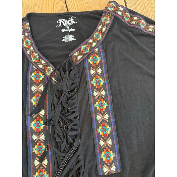 NWT Wrangler Rock 47 Embroidered Fringe Short Sleeve Open Front Cardigan Large - Picture 3 of 6